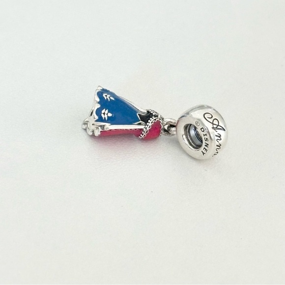 Pandora Disney Princess Anna Dress Blue Pink Enamel Dangle Charm - Picture 4 of 5